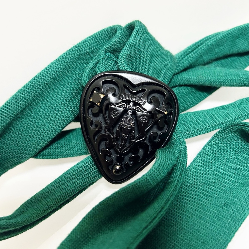Authentic Gucci Rare Hysteria Black Heart & Teal Wool Adjustable Belt - Picture 3 of 15